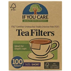 Filtre de ceai scurte, nealbite, fara clor, compostabile, 100buc, If You Care Filtre de ceai scurte, nealbite, fara clor, compostabile, 100buc, If You Care