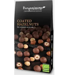 Alune de padure invelite in ciocolata cu praline, bio, 60g, Benjamissimo Alune de padure invelite in ciocolata cu praline, bio, 60g, Benjamissimo