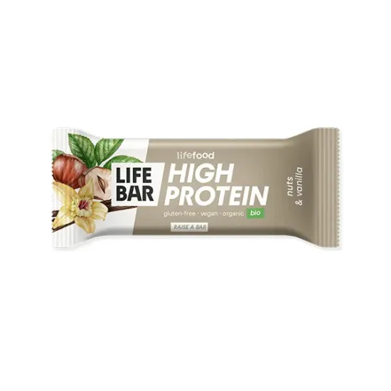 Lifebar baton proteic cu nuci si vanilie, bio, 40g