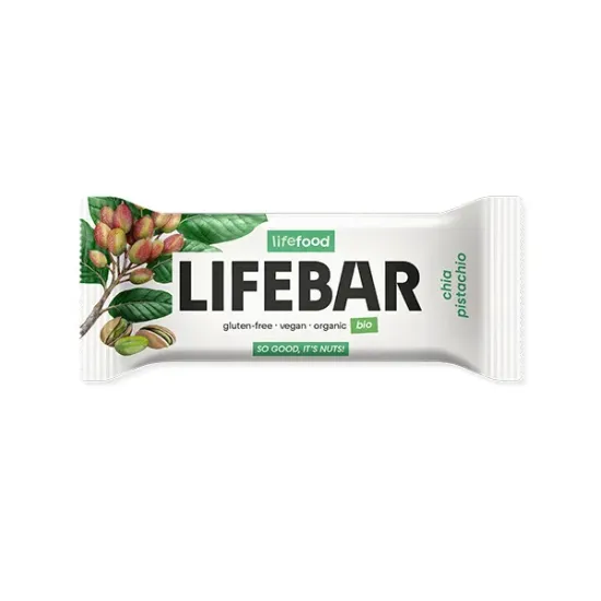 Lifebar baton cu chia si fistic, raw, bio, 40g