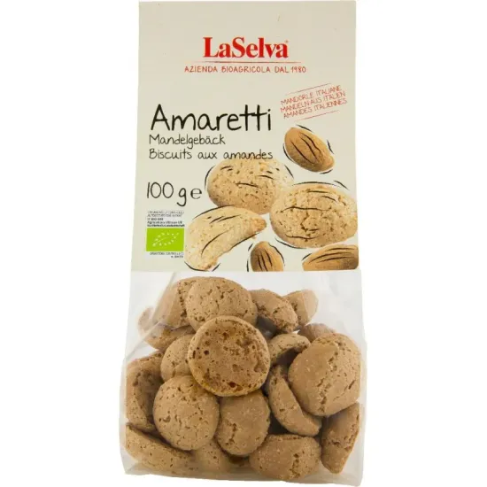 Amaretti bio crocant cu migdale, 100g LaSelva