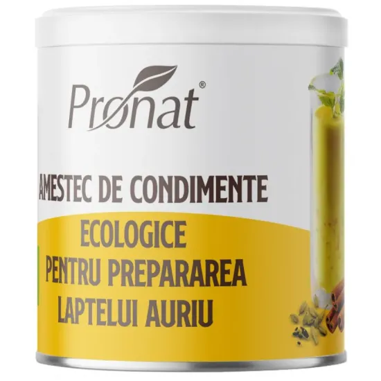 Amestec de condimente bio pentru prepararea Laptelui Auriu, 100g Pronat