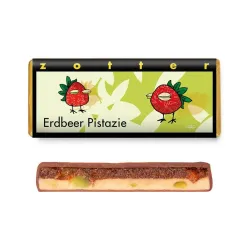 Bio & Fair ciocolata neagra cu lapte umpluta cu martipan de capsuni si nuga de migdale si fistic, Erdbeer Pistazie, 70g Zotter Bio & Fair ciocolata neagra cu lapte umpluta cu martipan de capsuni si nuga de migdale si fistic, Erdbeer Pistazie, 70g Zotter