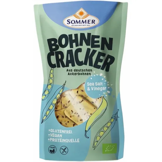 Biscuiti bio din fasole cu sare de mare si oțet, fara gluten, 100g Sommer