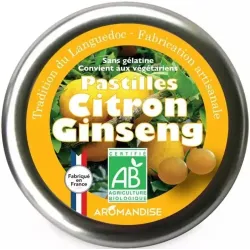 Bomboane artizanale cu lamaie si ginseng bio, 45g, Aromandise Bomboane artizanale cu lamaie si ginseng bio, 45g, Aromandise