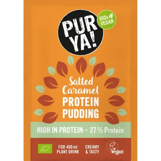 Budinca proteica bio de caramel sarat, 27% proteina, 45g Pur Ya