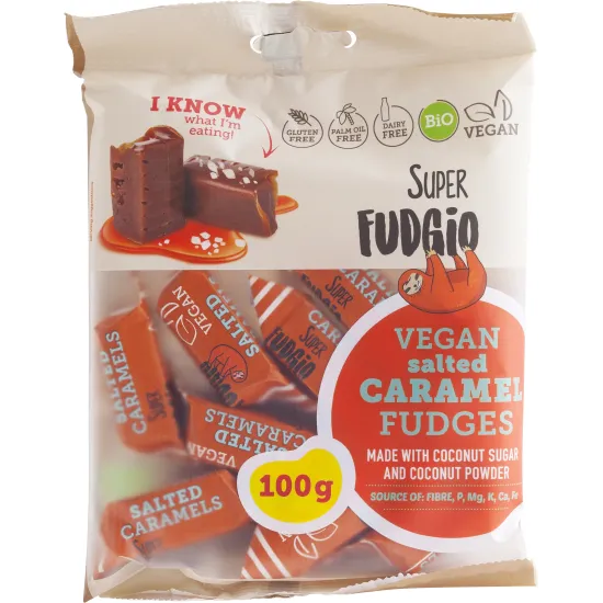 Caramele aroma caramel sarat, bio, 100g, Super Fudgio