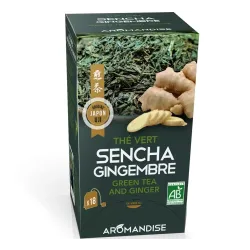 Ceai verde Sencha cu ghimbir bio 18 pliculete x 2g, Aromandise Ceai verde Sencha cu ghimbir bio 18 pliculete x 2g, Aromandise