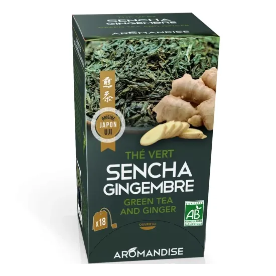 Ceai verde Sencha cu ghimbir bio 18 pliculete x 2g, Aromandise