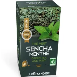 Ceai verde Sencha cu menta bio 18 pliculete x 2g, Aromandise Ceai verde Sencha cu menta bio 18 pliculete x 2g, Aromandise