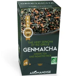 Ceai verde cu orez Genmaicha bio 18 pliculete x 2g, Aromandise Ceai verde cu orez Genmaicha bio 18 pliculete x 2g, Aromandise