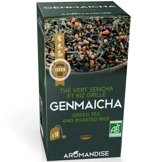 Ceai verde cu orez Genmaicha bio 18 pliculete x 2g, Aromandise