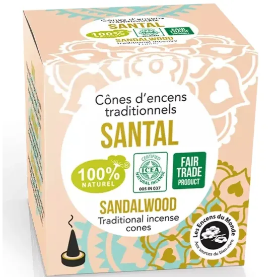 Conuri parfumate naturale - santal, indiene, 12 buc., Aromandise Conuri parfumate naturale - santal, indiene, 12 buc., Aromandise
