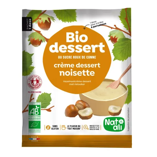 Desert crema cu alune de padure, bio, 60g, Nat-ali