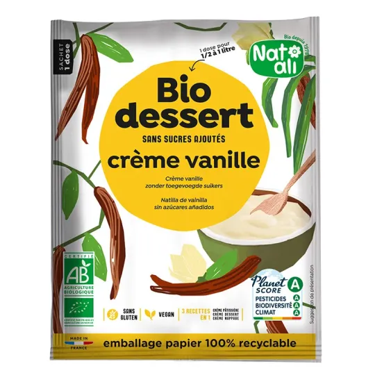 Desert crema cu vanilie, bio, 35g, Nat-ali