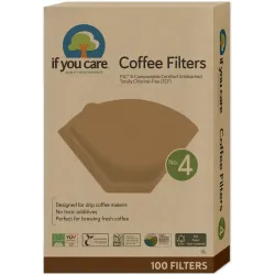Filtre de cafea marimea 4, nealbite, fara clor, compostabile, 100buc, If You Care Filtre de cafea marimea 4, nealbite, fara clor, compostabile, 100buc, If You Care