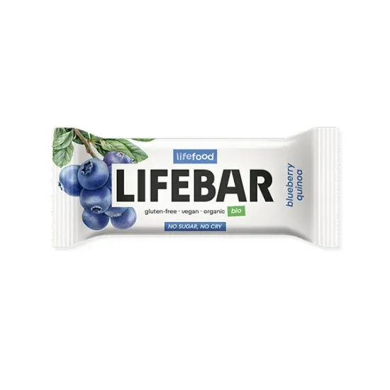 Lifebar baton cu afine si quinoa, raw, bio, 40g