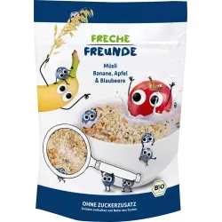 Musli cu banane, mere si afine bio 220g Erdbar