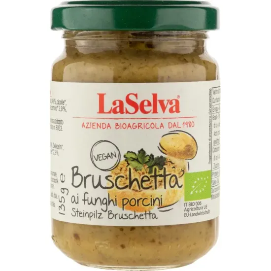 Pasta bio Bruschetta pe baza de ciuperci porcini, 130g LaSelva