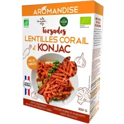 Paste fusilli din linte coral si konjac bio, 200g, Aromandise Paste fusilli din linte coral si konjac bio, 200g, Aromandise