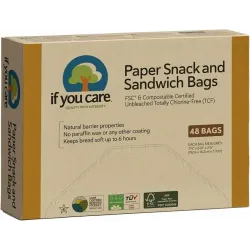 Pungi de hartie nealbita pentru sandwich si snacks, fara clor, compostabile, 48 buc, If You Care Pungi de hartie nealbita pentru sandwich si snacks, fara clor, compostabile, 48 buc, If You Care