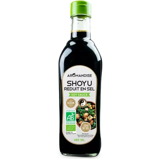 Sos de soya Shoyu cu continut redus de sare bio 480 ml, Aromandise