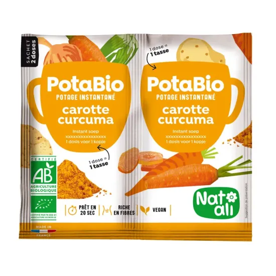 Supa instant cu morcovi, turmeric si legume, bio, 2x 8.5g, Nat-ali