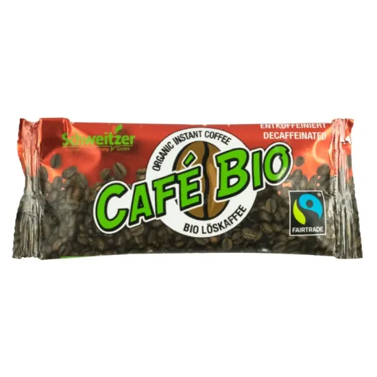 Cafea instant decofeinizată, bio si fairtrade 100% arabica 2,4g Schweitzer