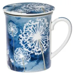 Cana de portelan 0,3l cu infuzor si capac Dandelion Blue, Pronat