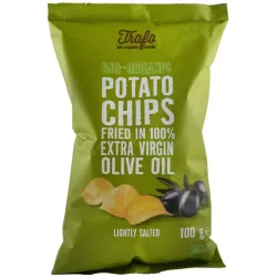 Chipsuri bio putin sarate, prajite in ulei de masline, 100g Trafo Chipsuri bio putin sarate, prajite in ulei de masline, 100g Trafo