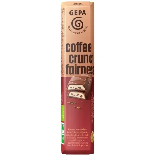 Ciocolata bio si fairtrade coffee crunch fairness, 37,5 g Gepa