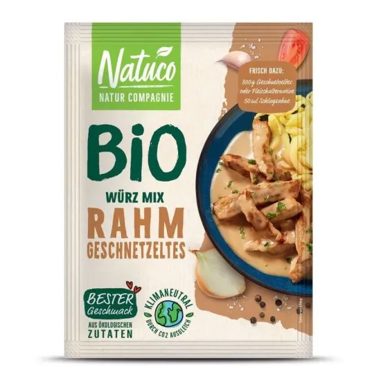 Mix de condimente bio pentru carne in sos cu smantana, 36g natuco