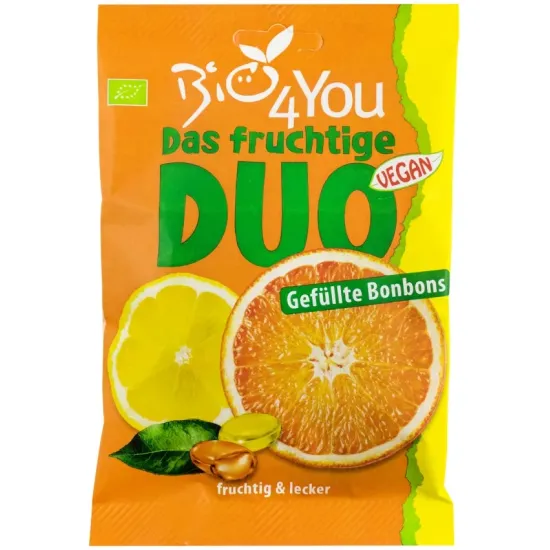 Dropsuri bio Duo cu lamaie si portocale, 75g Bio 4 You