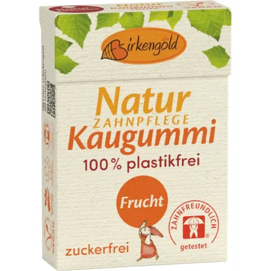 Guma de mestecat cu xylitol pentru ingrijirea dintilor, fructe, 28g Birkengold