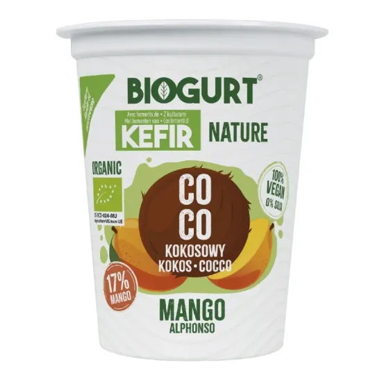 Kefir bio din bautura de cocos cu mango, 400g Biogurt