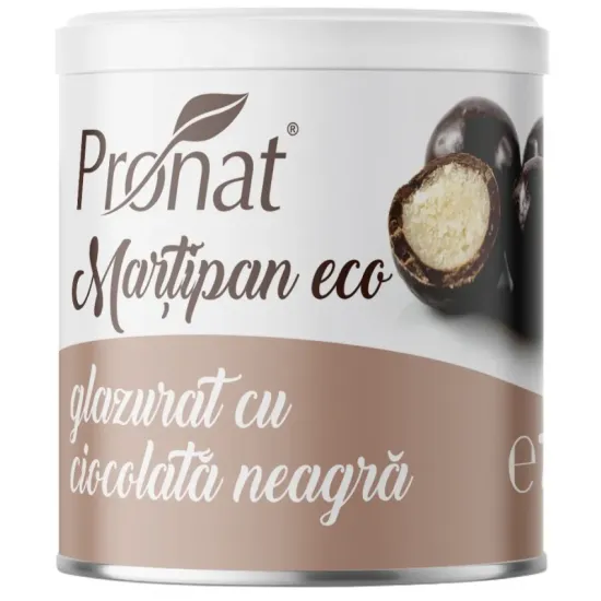 Martipan bio glazurat cu ciocolata neagra, 70g Pronat