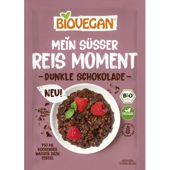 Orez bio cu ciocolata neagra, vegan, 60g Biovegan