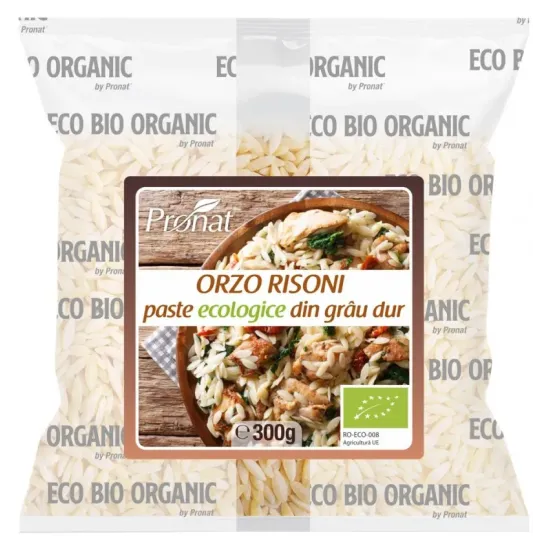 Orzo Risoni, paste bio din grau dur, 300g Pronat