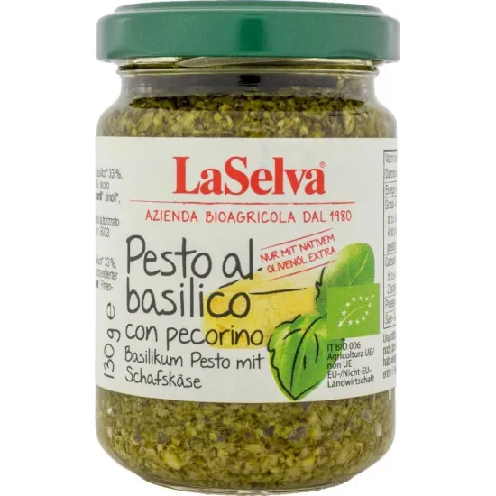 Pesto bio cu busuioc si branză de oaie, 130g LaSelva