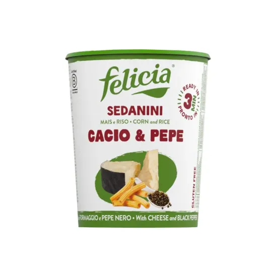 Sedanini fara gluten din porumb si orez Cacio & Pepe, 70g Felicia