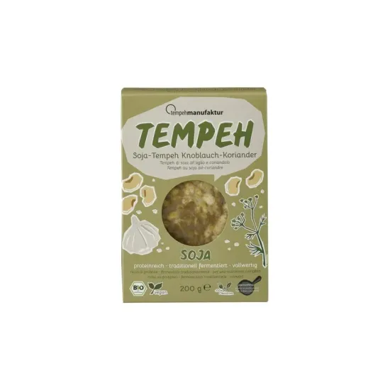 TEMPEH BIO DIN SOIA CU CORIANDRU SI USTUROI, 200G TEMPEHMANUFAKTUR