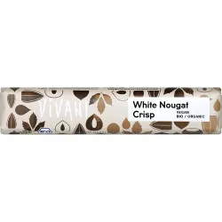 Baton alb crocant bio cu alune si unt de cacao Baton alb crocant bio cu alune si unt de cacao