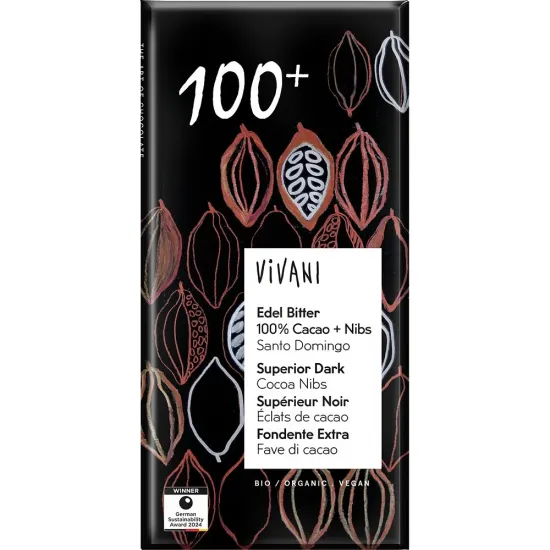 Ciocolata amara 100% cacao vegana