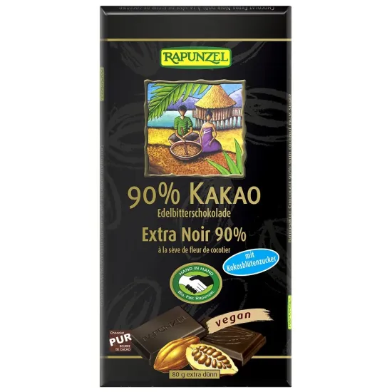 Ciocolata amaruie 90% cacao si zahar de cocos