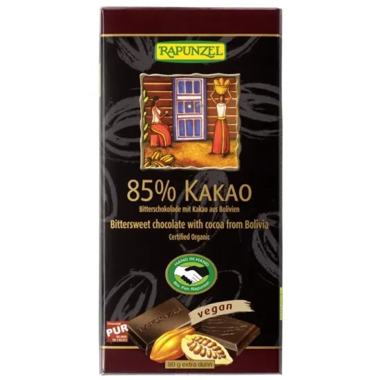 Ciocolata bio amăruie 85% cacao HIH