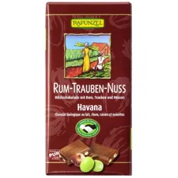 Ciocolata bio cu stafide, alune si rom