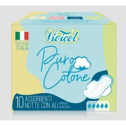 Absorbante de noapte extra lungi din bumbac bio, hipoalergenic - 5 picaturi (10 buc) - VIVICOT Puro Absorbante de noapte extra lungi din bumbac bio, hipoalergenic - 5 picaturi (10 buc) - VIVICOT Puro