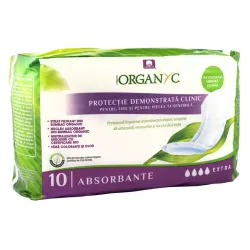 Absorbante extra pentru incontinenta, din bumbac organic, 10 buc Organyc Absorbante extra pentru incontinenta, din bumbac organic, 10 buc Organyc