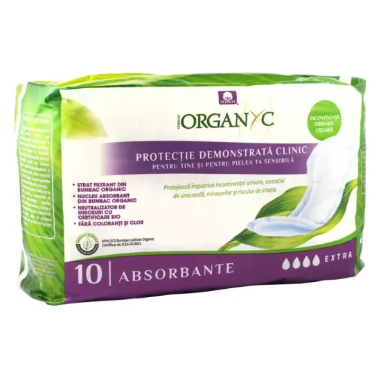 Absorbante extra pentru incontinenta, din bumbac organic, 10 buc Organyc