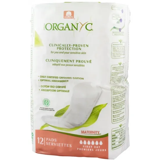 Absorbante intime din bumbac 100% organic, pentru perioada de dupa nastere 12 buc Organyc